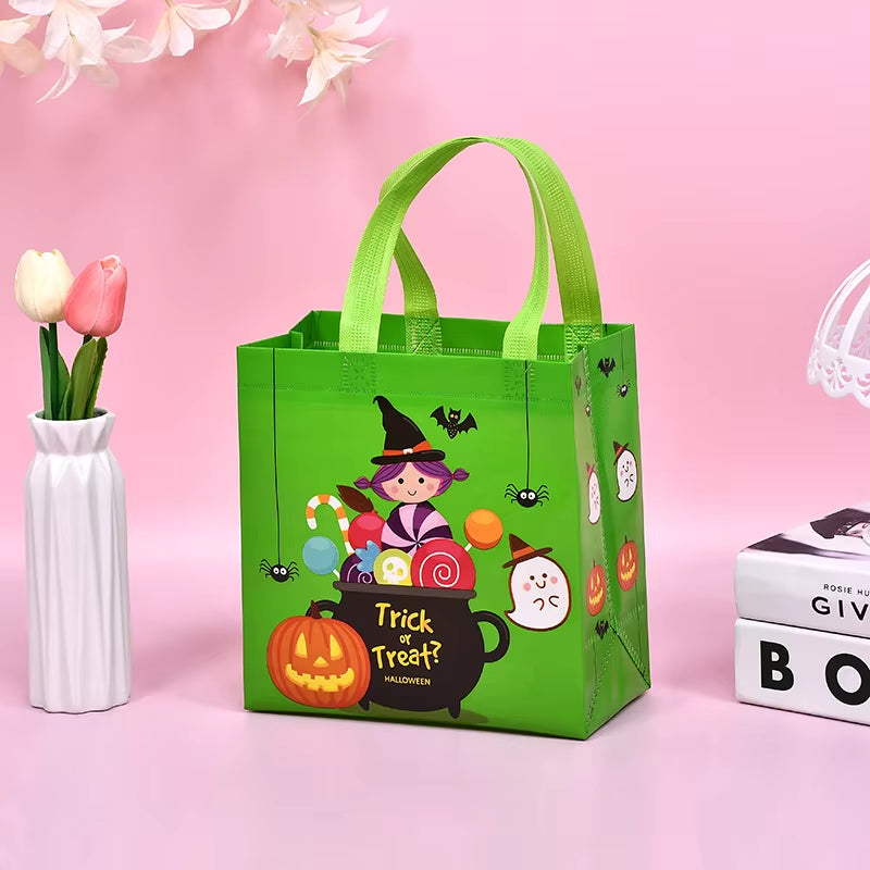 1-60PCS Halloween Candy Gift Bags Halloween Trick or Treat Bags Halloween Tote Bag with Handle Halloween Party Kids Gift Bags