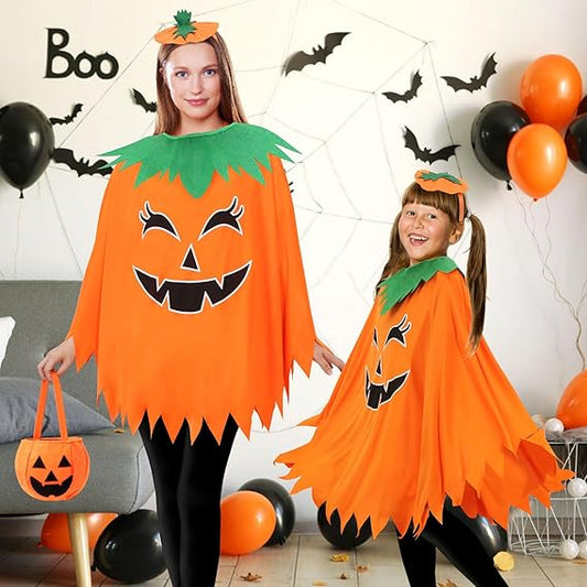 3 Pcs Pumpkin Costume for Adult,Glow in the Dark Pumpkin Costume Women with Headband/Bag,Pumpkins Halloween Costume Dress Up