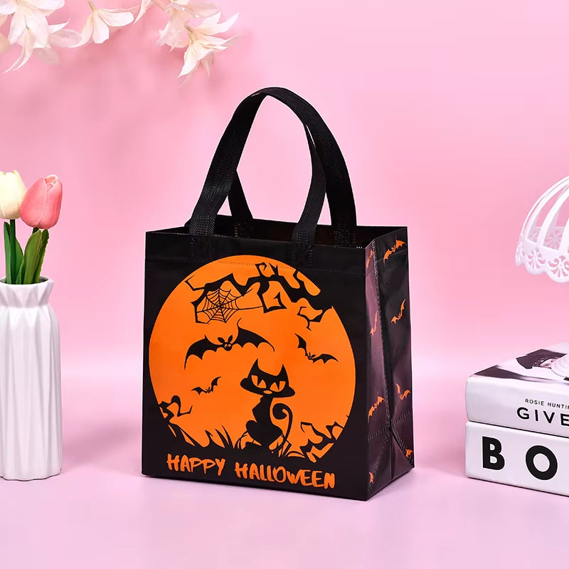 1-60PCS Halloween Candy Gift Bags Halloween Trick or Treat Bags Halloween Tote Bag with Handle Halloween Party Kids Gift Bags