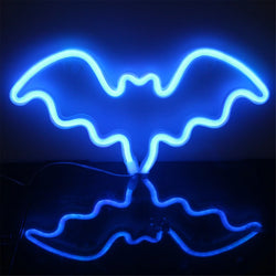 Neon Bat Shaped Wall Hanging Lamp Halloween Bedroom Home Party Bar Decoration Halloween Decorations