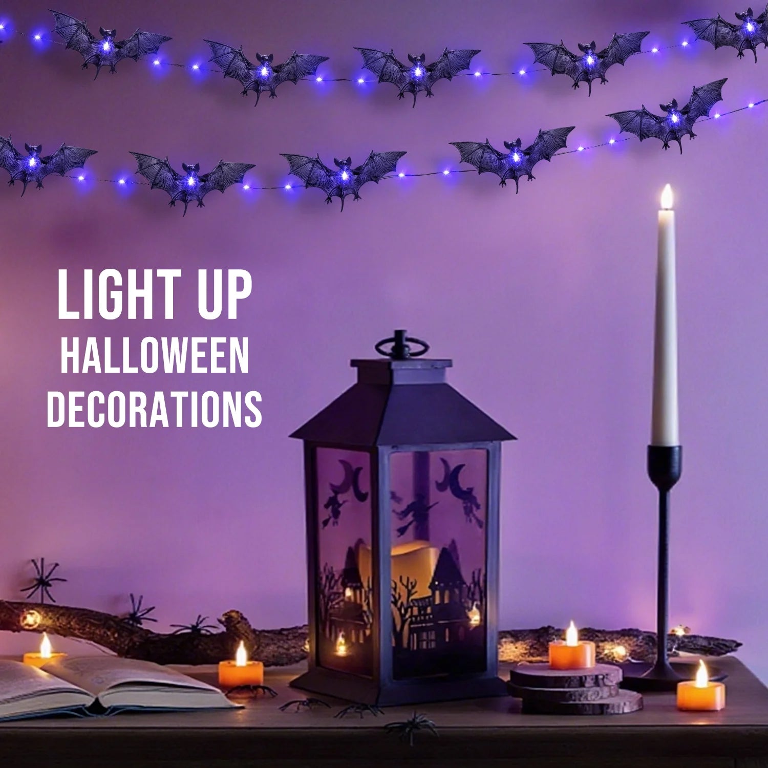 Bats Halloween Lights, 9.8FT 30 LED Halloween String Lights for Indoor Outdoor Halloween Decorations and Halloween Decor