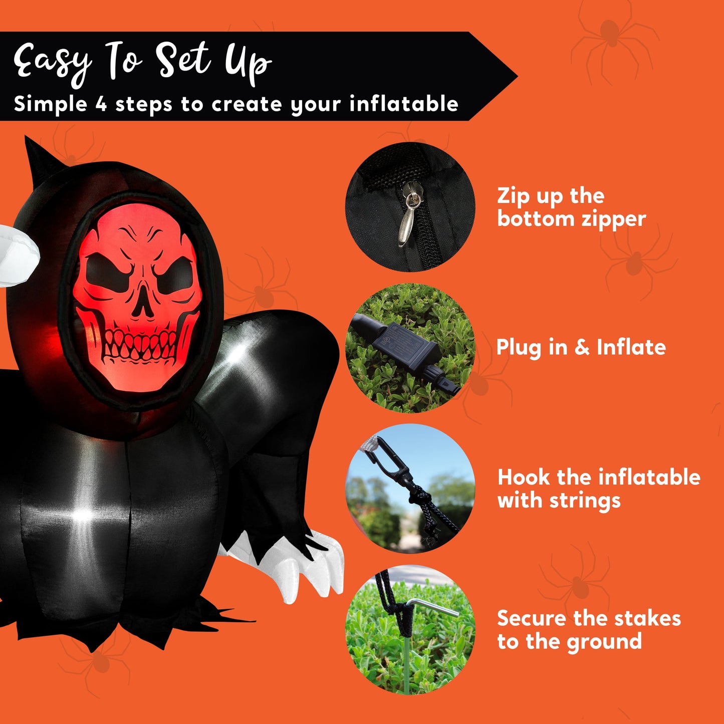 8 FT Halloween Inflatables Long Light up Grim Reaper Ground Breaker Halloween Inflatables Outdoor Decorations,Blow up Halloween Yard Decorations